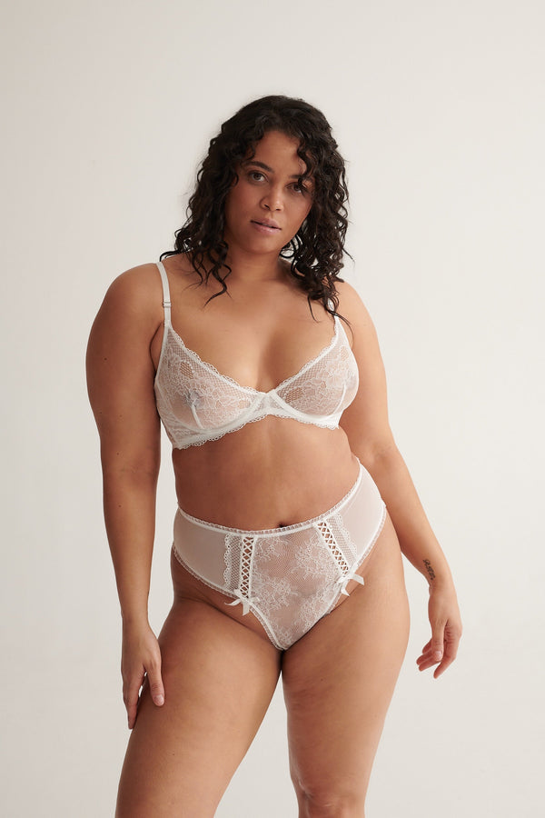 Alaska High Waist Thong White Underwear - Kat the Label Lingerie Australia