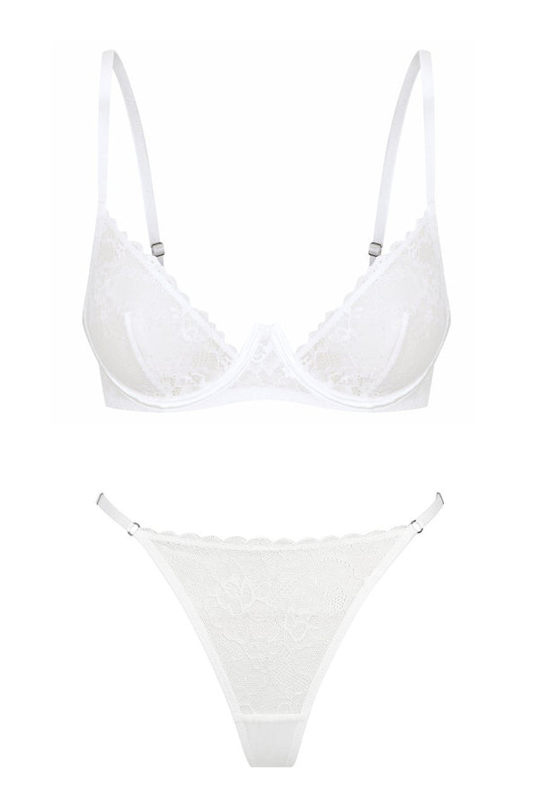 Blair Thong Set White Underwire - Kat the Label Lingerie Australia