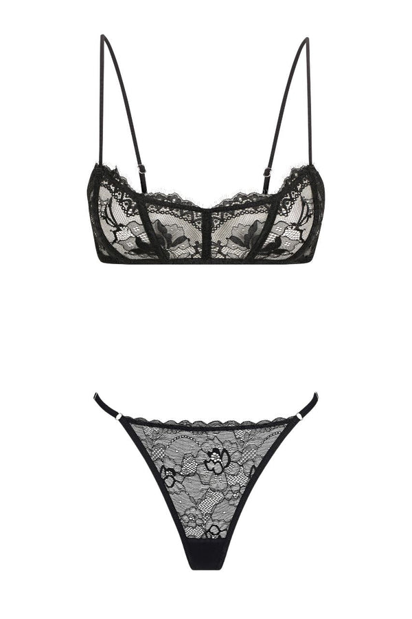 Demi Bralette Set Black Bralette - Kat the Label Lingerie Australia