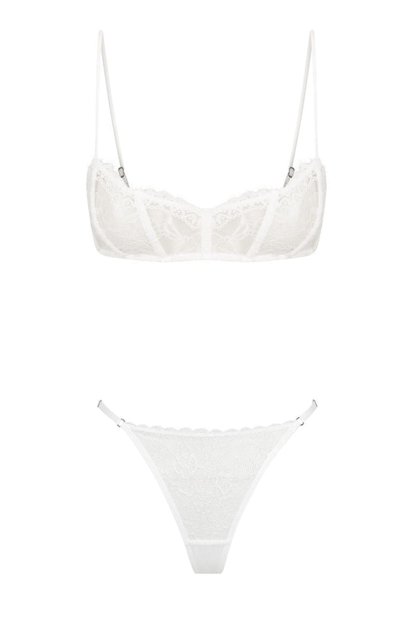 Demi Bralette Set White Bralette - Kat the Label Lingerie Australia