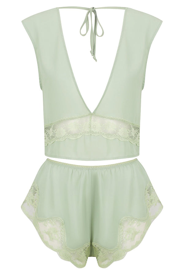 Flynn Short Set Pistachio Sleep - Kat the Label Lingerie Australia