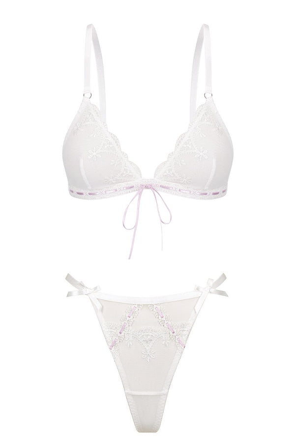 Harmony Bralette Set White Bralette - Kat the Label Lingerie Australia