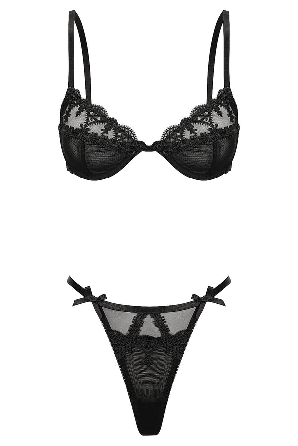 Harmony Set Black Underwire - Kat the Label Lingerie Australia