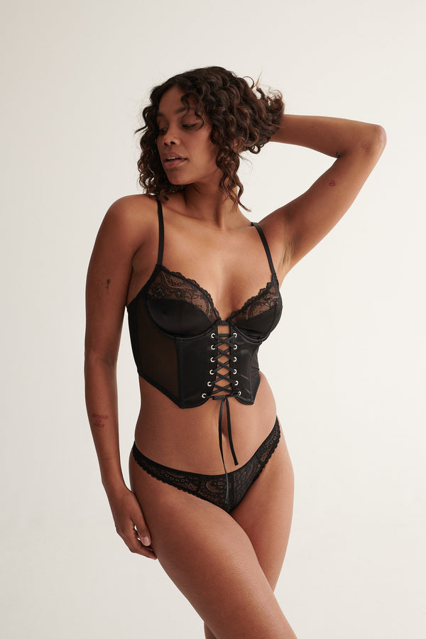 Penny Bustier Black Underwire - Kat the Label Lingerie Australia