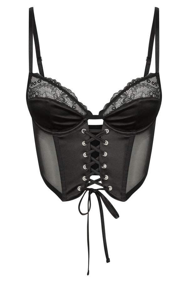 Penny Bustier Black Underwire - Kat the Label Lingerie Australia