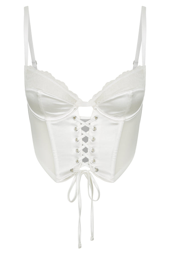 Penny Bustier White Underwire - Kat the Label Lingerie Australia