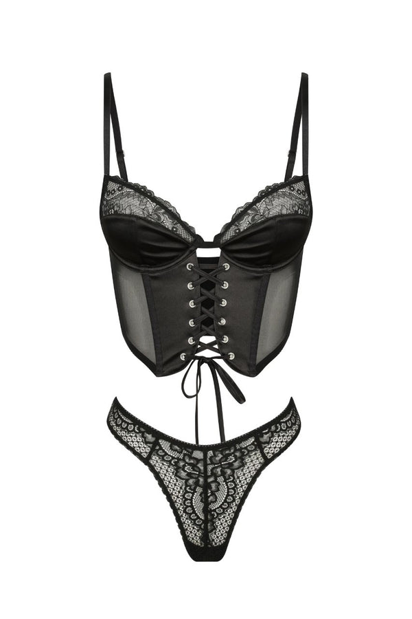 Penny Set Black Underwire - Kat the Label Lingerie Australia