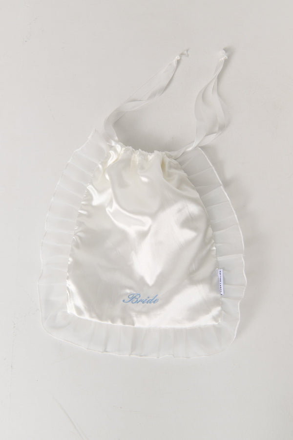 Satin Ruffle Pouch Ivory