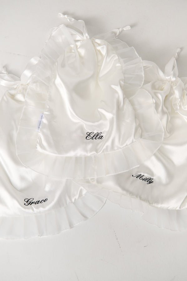 Satin Ruffle Pouch Ivory