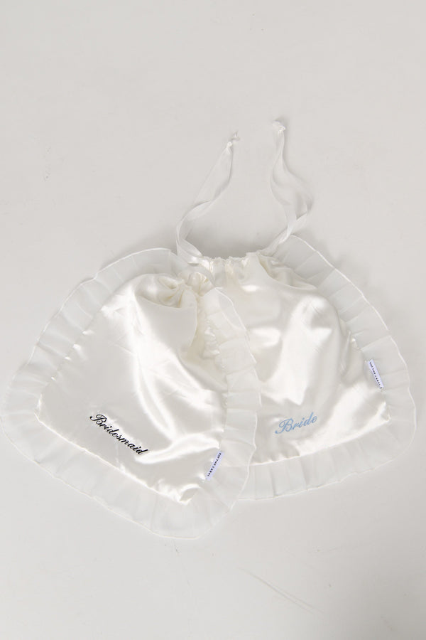 Satin Ruffle Pouch Ivory