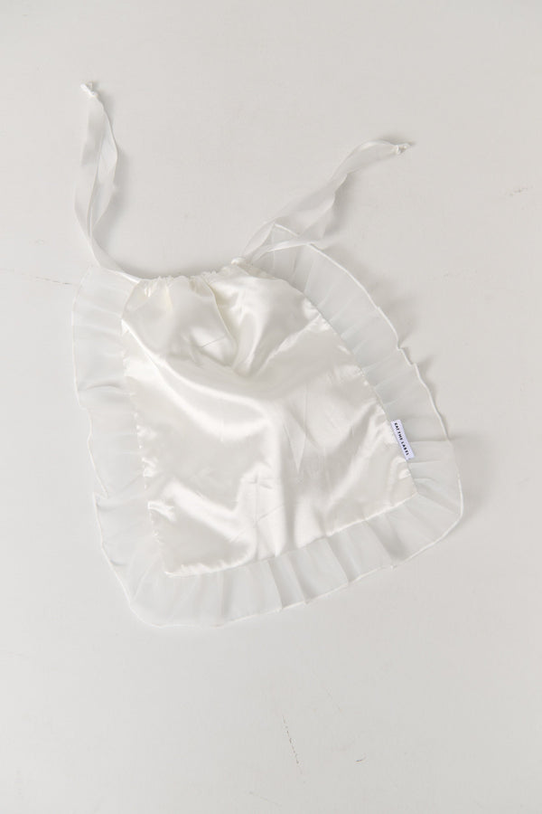 Satin Ruffle Pouch Ivory