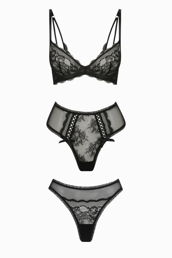 Alaska Essentials Pack Black Underwire - Kat the Label Lingerie Australia