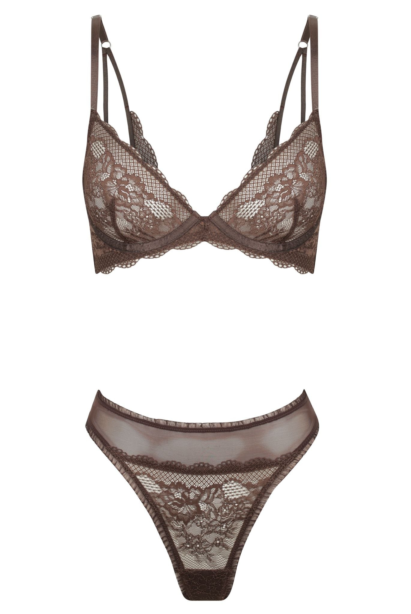 Alaska Thong Set Espresso Underwire - Kat the Label Lingerie Australia