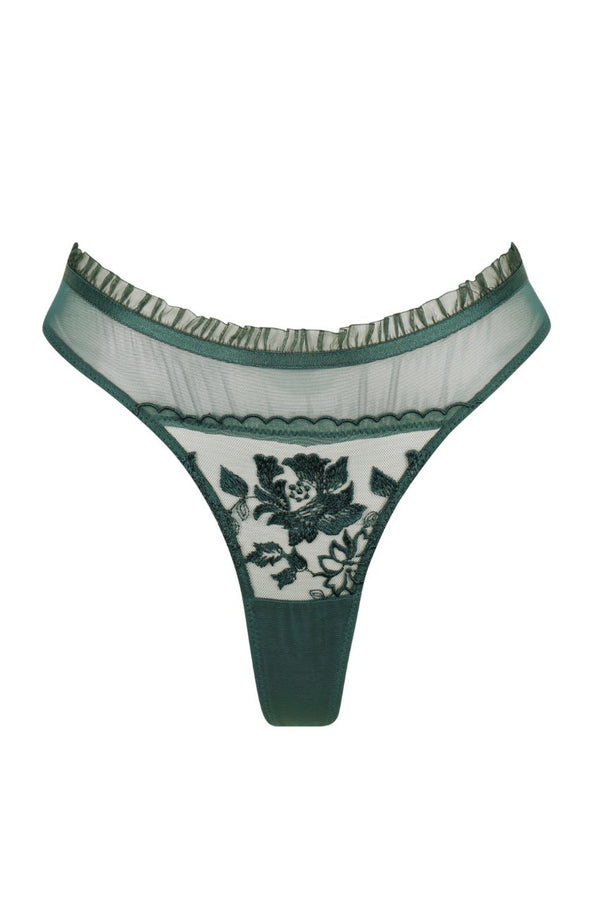 Annabelle Thong Emerald Underwear - Kat the Label Lingerie Australia