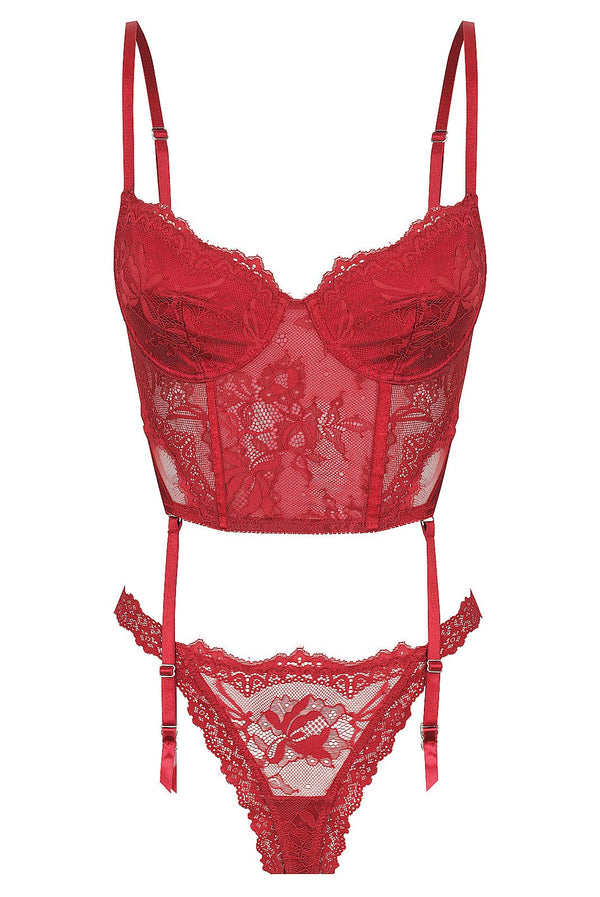 Balmain Set Red Underwire - Kat the Label Lingerie Australia