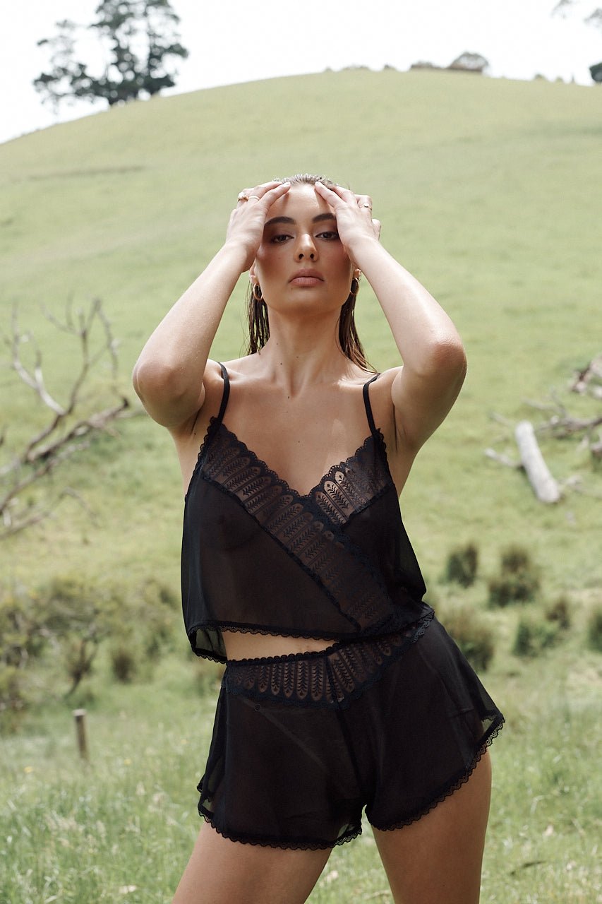 Bonnie Short Black Sleep - Kat the Label Lingerie Australia