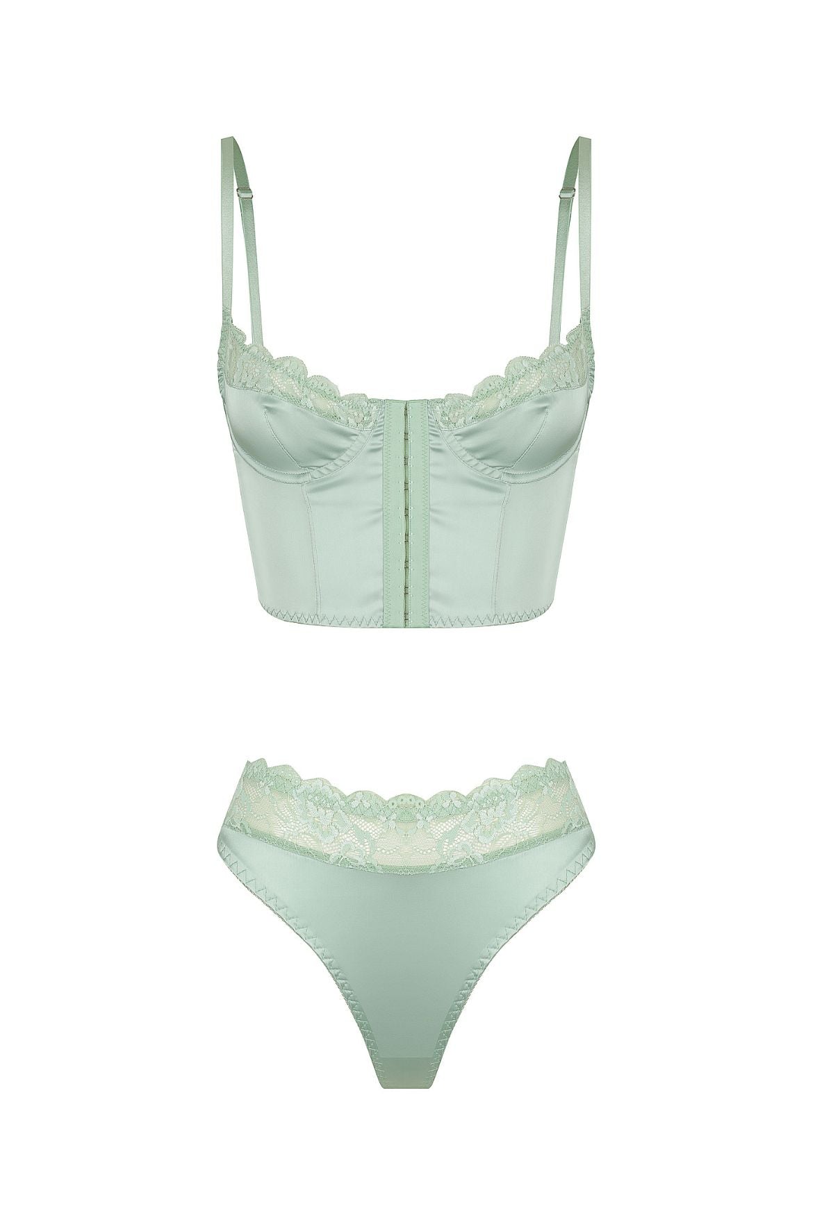 Bowie Bustier High Waist Set Peppermint Underwire - Kat the Label Lingerie Australia