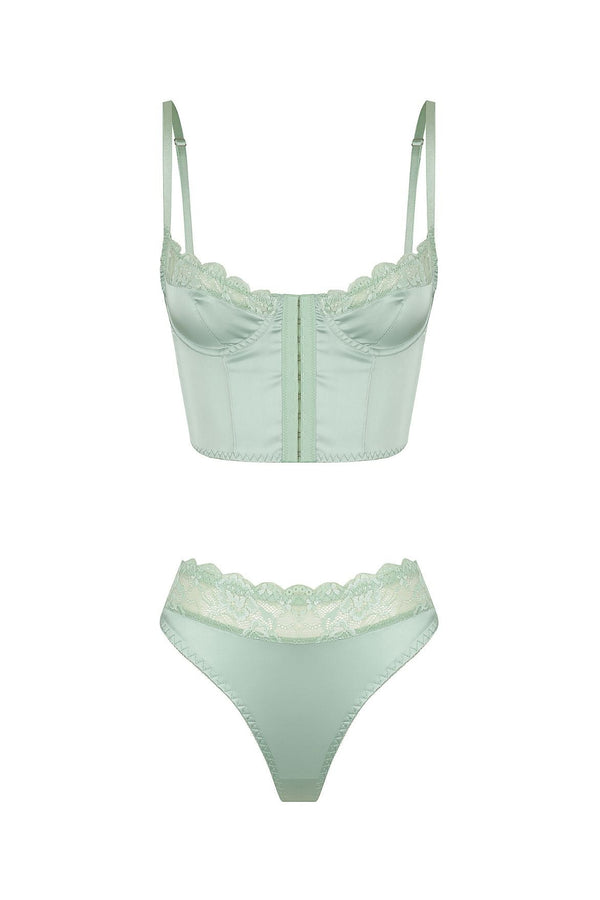Bowie Bustier High Waist Set Peppermint Underwire - Kat the Label Lingerie Australia