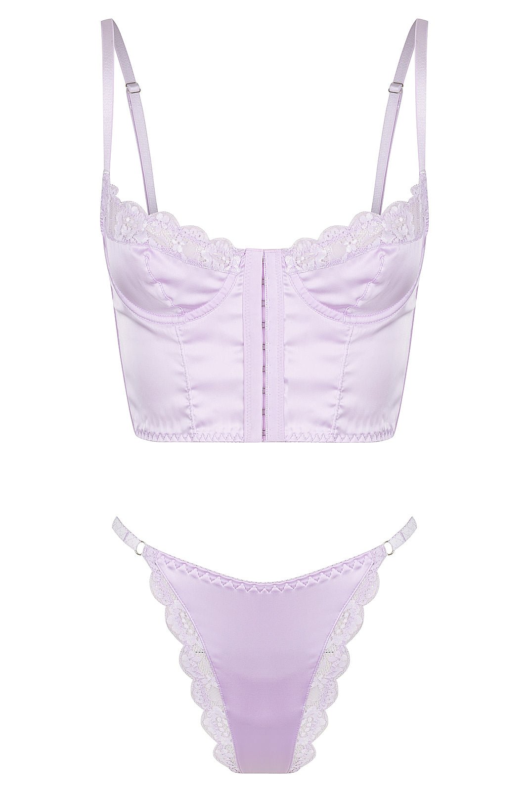 Bowie Bustier Thong Set Lilac Underwire - Kat the Label Lingerie Australia