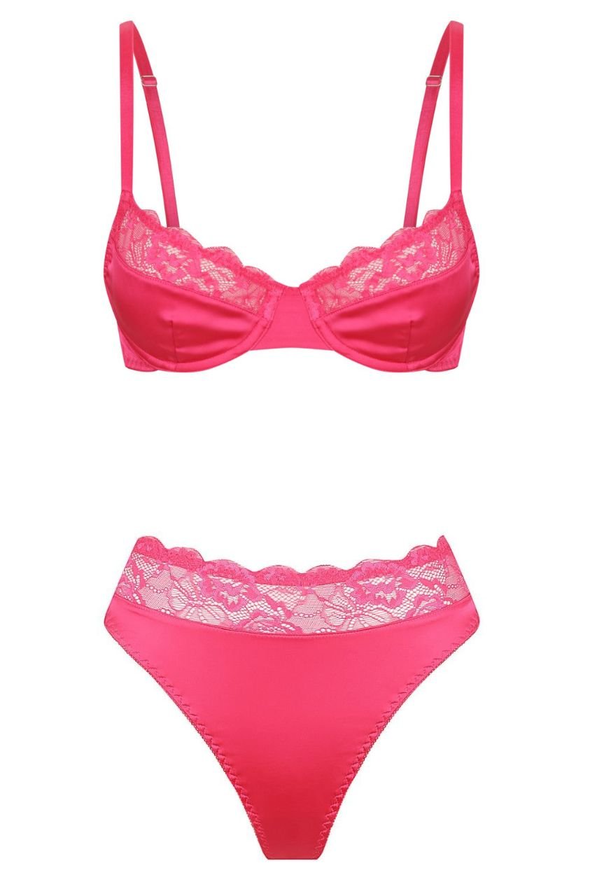 Bowie High Waist Set Hot Pink Underwire - Kat the Label Lingerie Australia