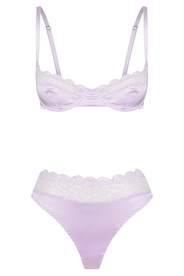 Bowie High Waist Set Lilac Underwire - Kat the Label Lingerie Australia