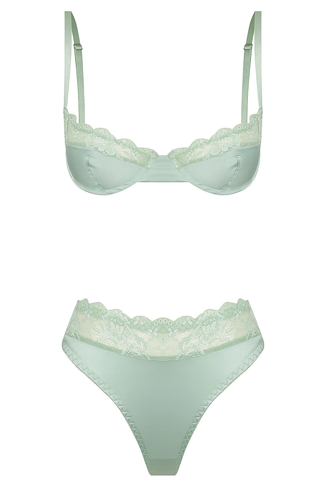 Bowie High Waist Set Peppermint Underwire - Kat the Label Lingerie Australia