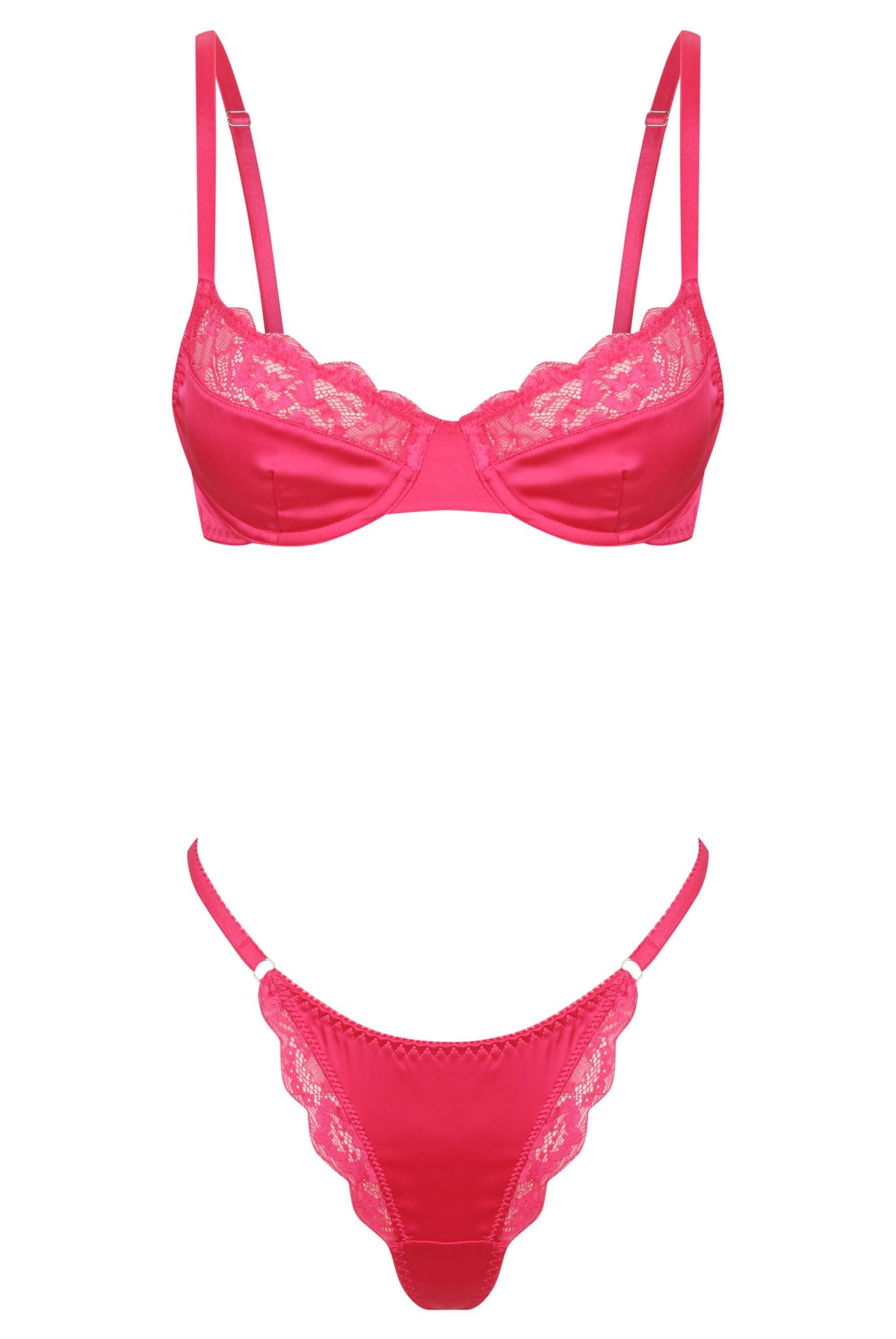 Bowie Thong Set Hot Pink Underwire - Kat the Label Lingerie Australia