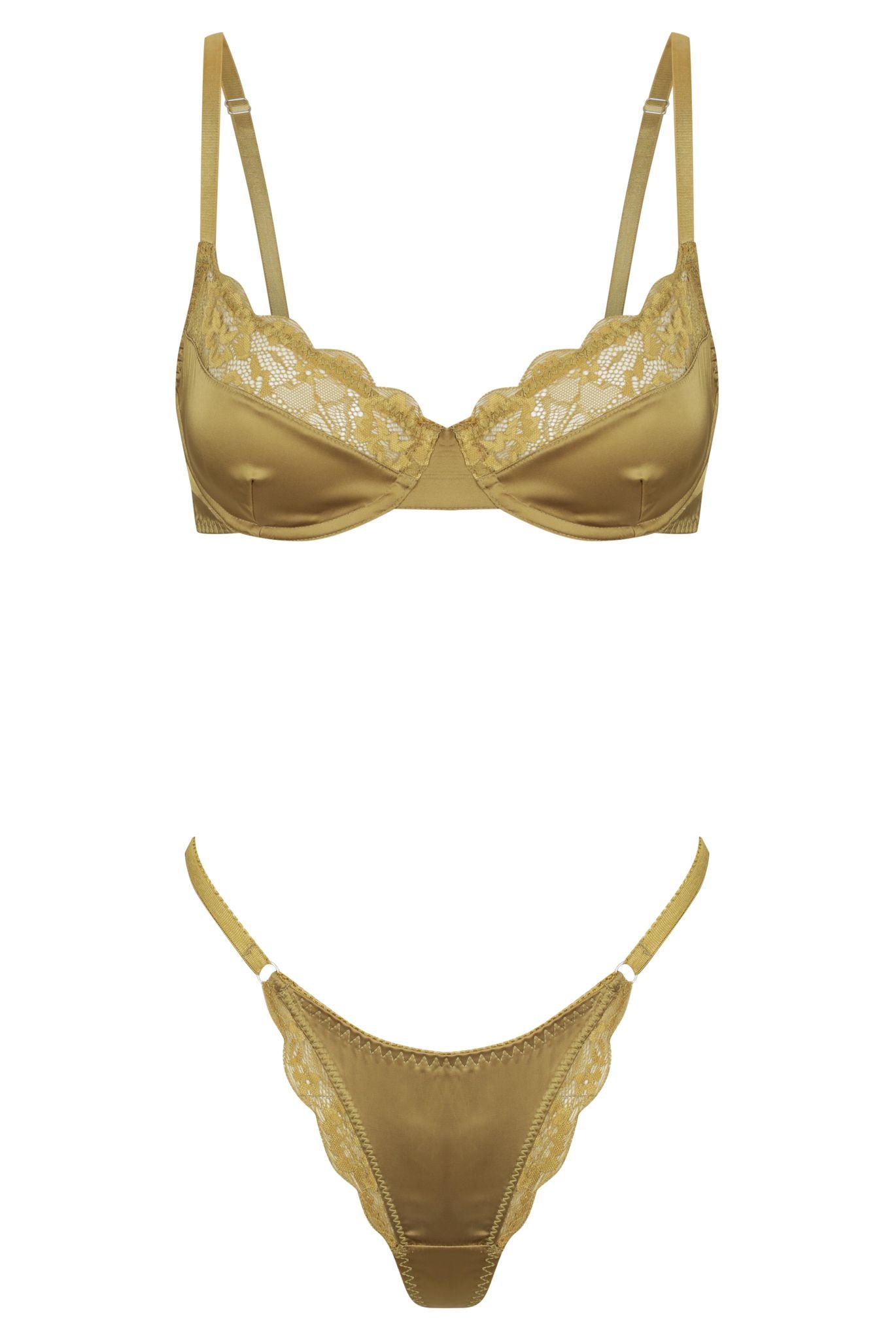 Bowie Thong Set Olive Underwire - Kat the Label Lingerie Australia