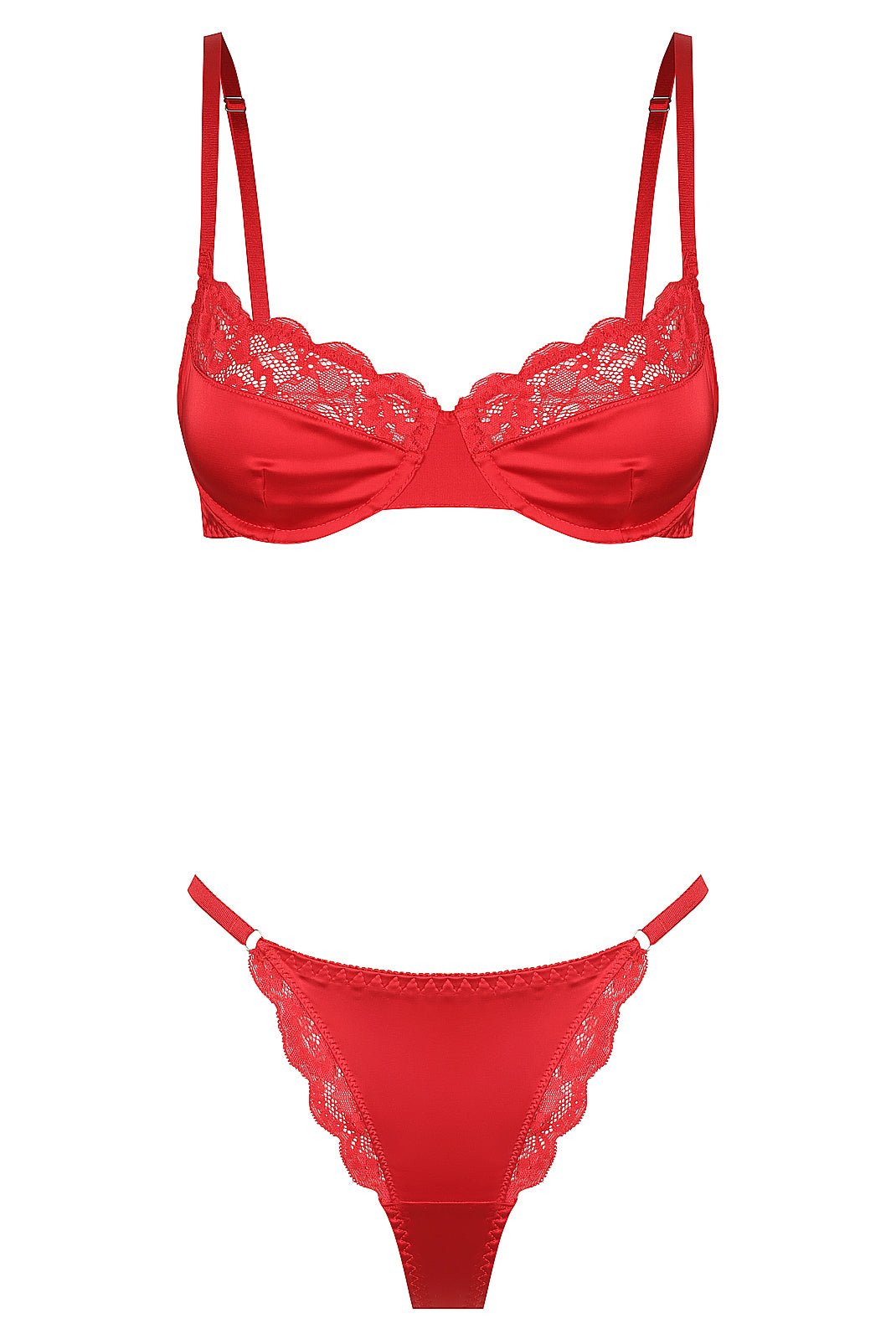 Bowie Thong Set Red Underwire - Kat the Label Lingerie Australia