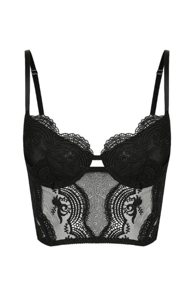 Carmen Bustier Black Underwire - Kat the Label Lingerie Australia