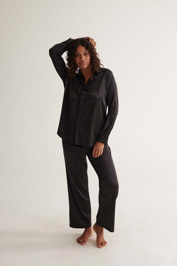 Celine Pant Set Black Sleep - Kat the Label Lingerie Australia