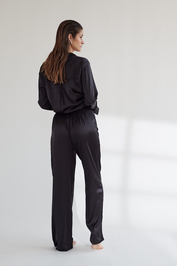 Celine Pant Set Black Sleep - Kat the Label Lingerie Australia
