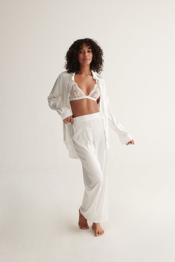 Celine Pant Set Ivory Sleep - Kat the Label Lingerie Australia