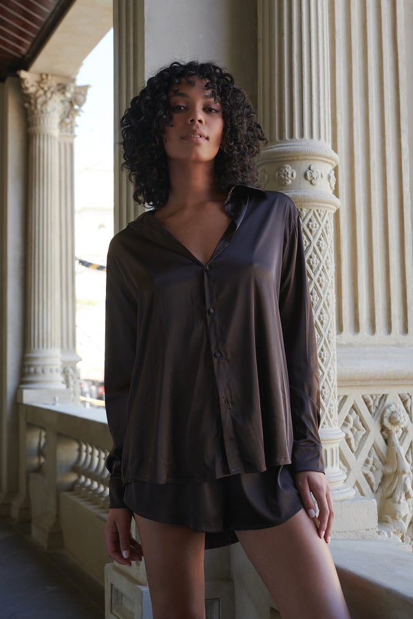 Celine Short Set Espresso Sleep - Kat the Label Lingerie Australia