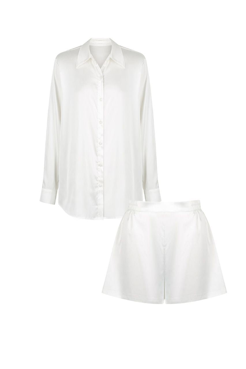 Celine Short Set Ivory Sleep - Kat the Label Lingerie Australia