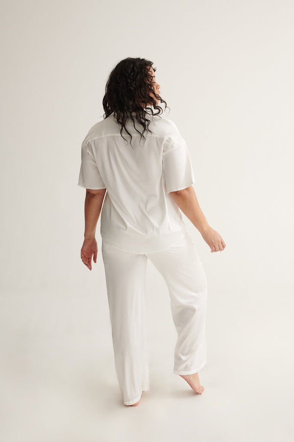 Celine Short Sleeve Pant Set Ivory Sleep - Kat the Label Lingerie Australia