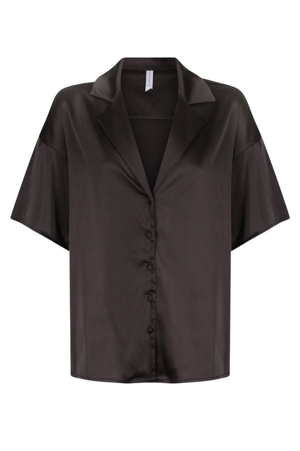 Celine Short Sleeve Shirt Black Sleep - Kat the Label Lingerie Australia