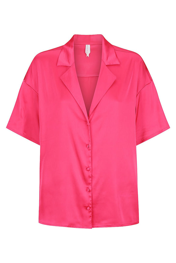 Celine Short Sleeve Shirt Hot Pink Sleep - Kat the Label Lingerie Australia