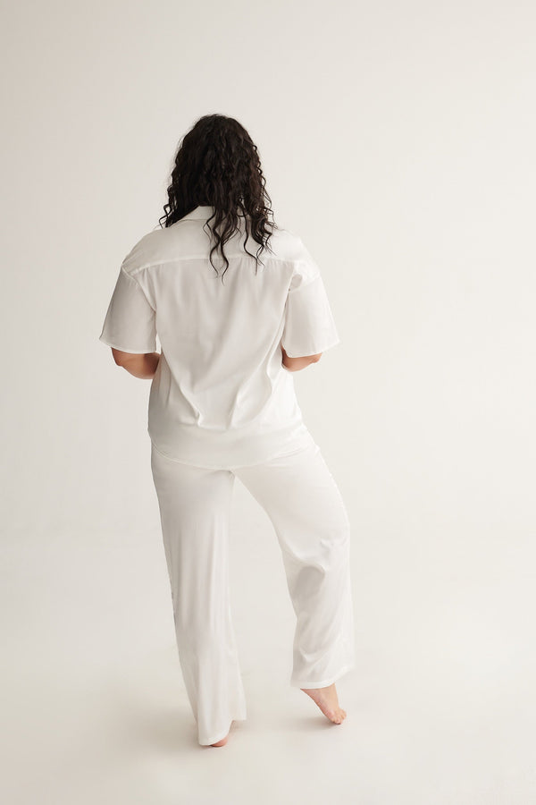 Celine Short Sleeve Shirt Ivory Sleep - Kat the Label Lingerie Australia