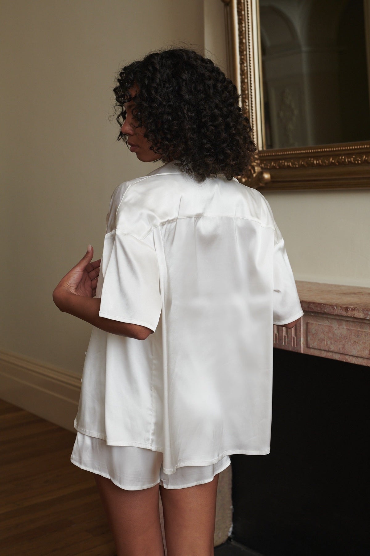 Celine Short Sleeve Short Set Ivory Sleep - Kat the Label Lingerie Australia