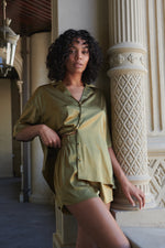 Celine Short Sleeve Short Set Olive