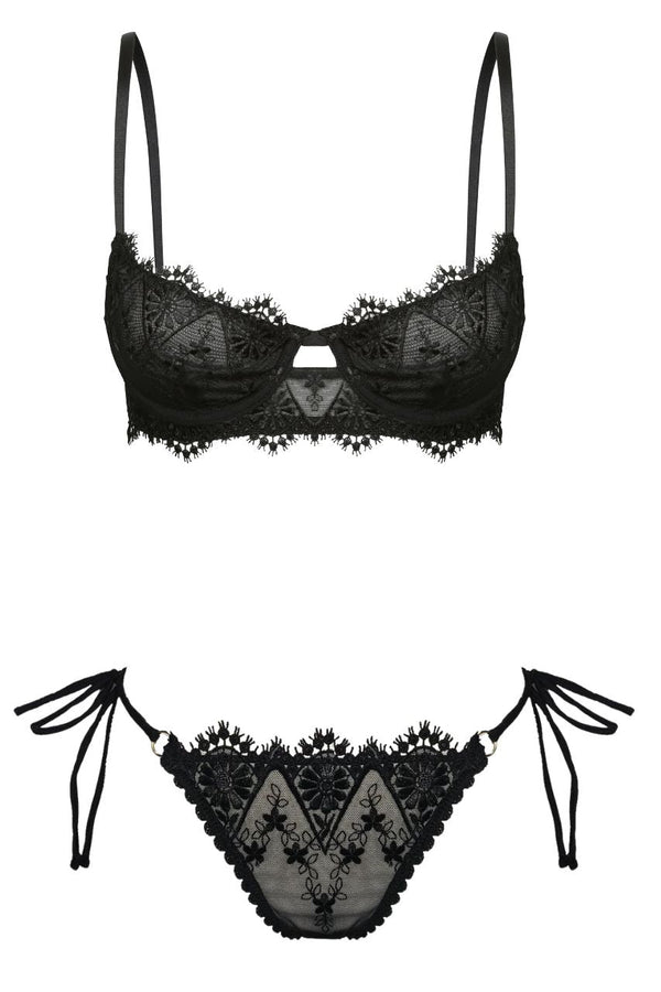 Dahlia Set Black Underwire - Kat the Label Lingerie Australia