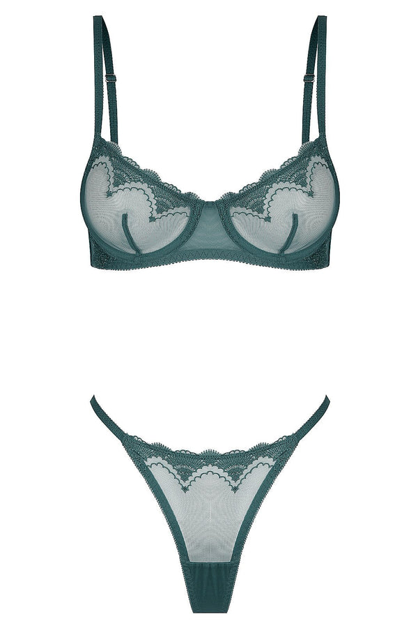 Eden Set Emerald Underwire - Kat the Label Lingerie Australia