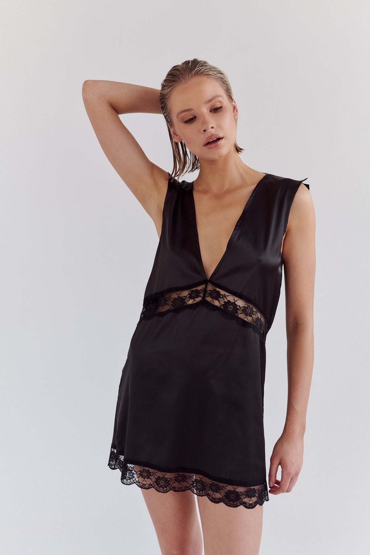 Flynn Slip Black Sleep - Kat the Label Lingerie Australia