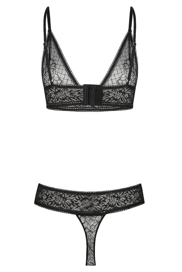 Gigi Thong Set Black Bralette - Kat the Label Lingerie Australia