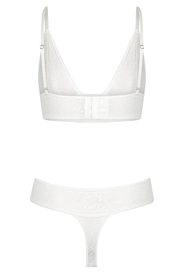 Gigi Thong Set White Bralette - Kat the Label Lingerie Australia
