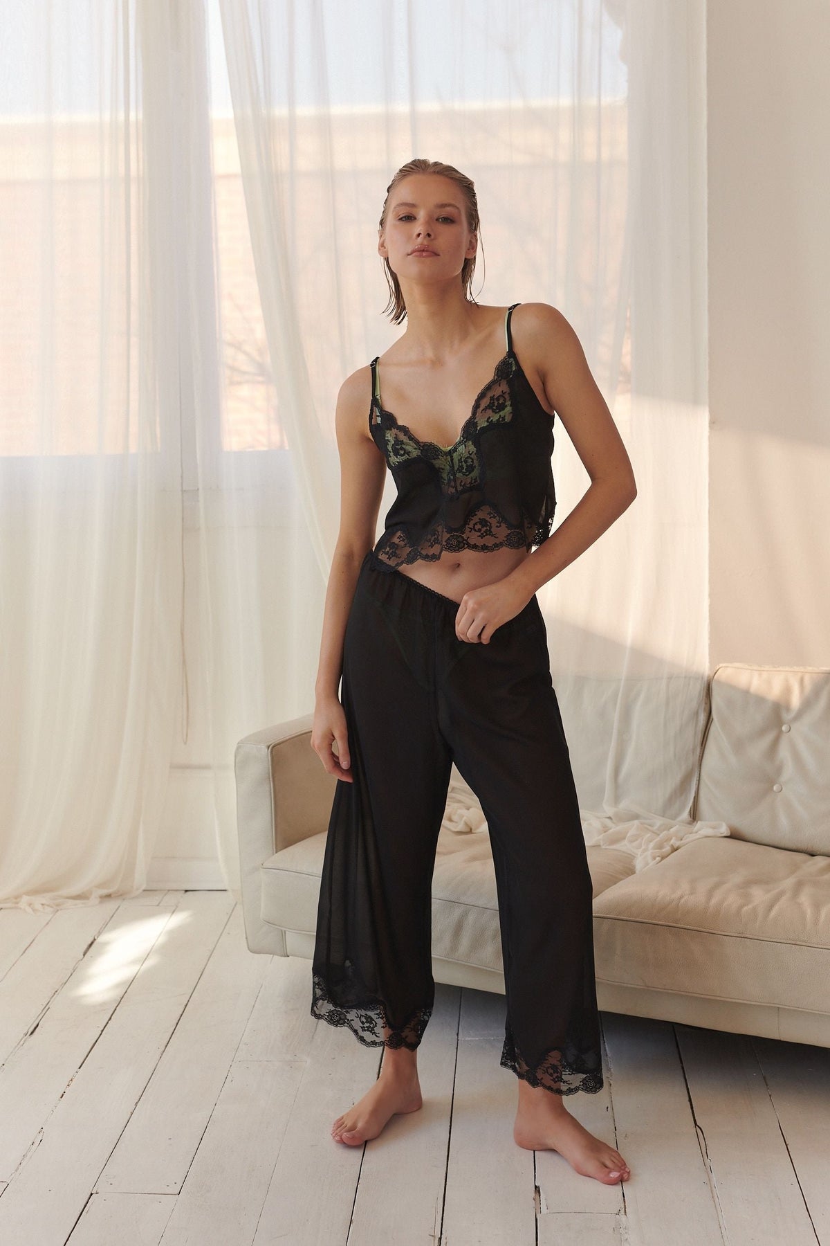 Harley Pant Set Black Sleep - Kat the Label Lingerie Australia