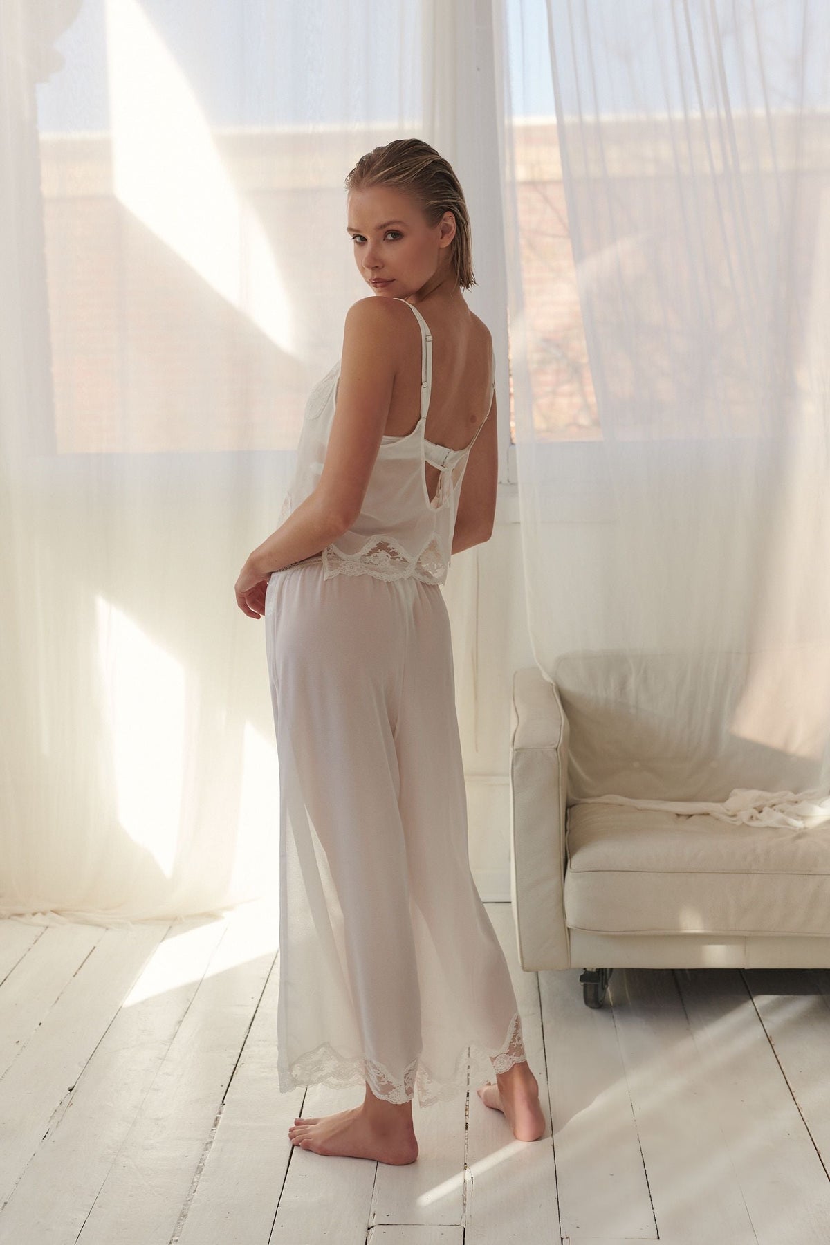 Harley Pant Set Ivory Sleep - Kat the Label Lingerie Australia