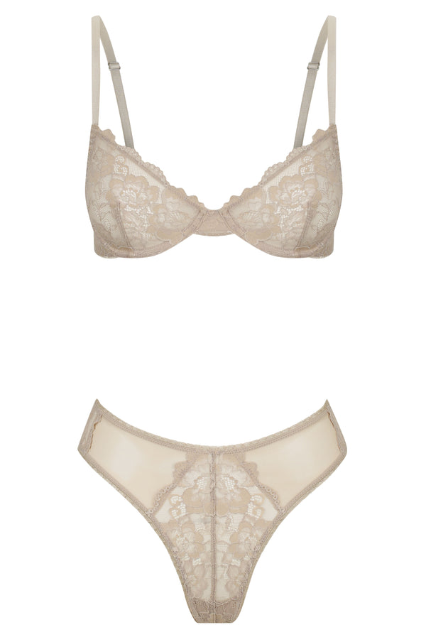 Hudson Set Taupe Underwire - Kat the Label Lingerie Australia