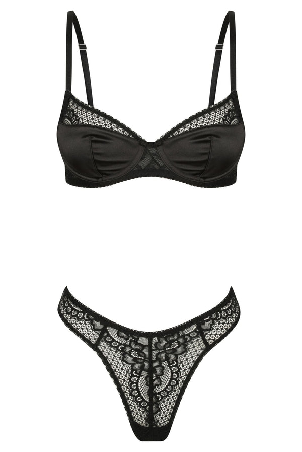 Louisa Set Black Underwire - Kat the Label Lingerie Australia